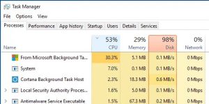 100 disk usage windows 10