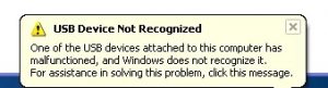 USB Device Not Recognized