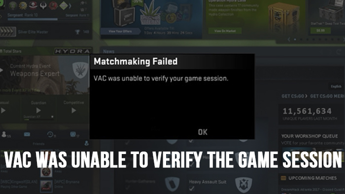 vac was unable to verify your game session