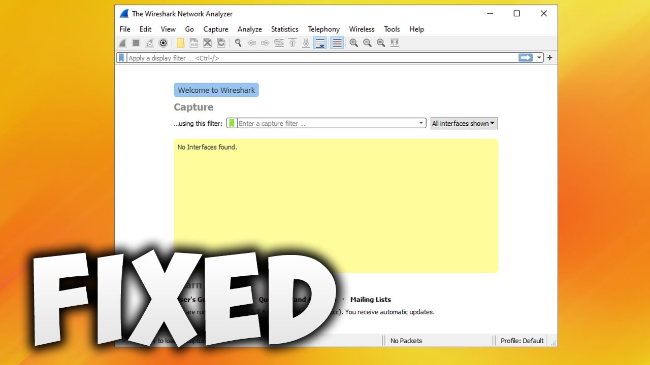 wireshark no interfaces found