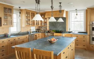 Oak Cabinets Paired With Soapstone Countertops 