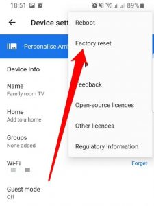 reset chromecast