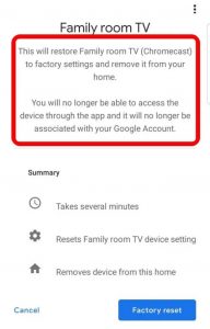 reset chromecast