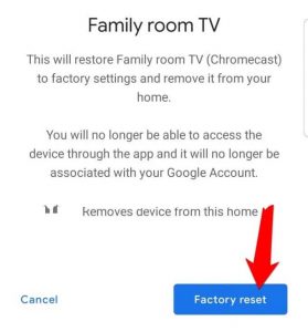 reset chromecast