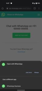 How to send WhatsApp message as unknown