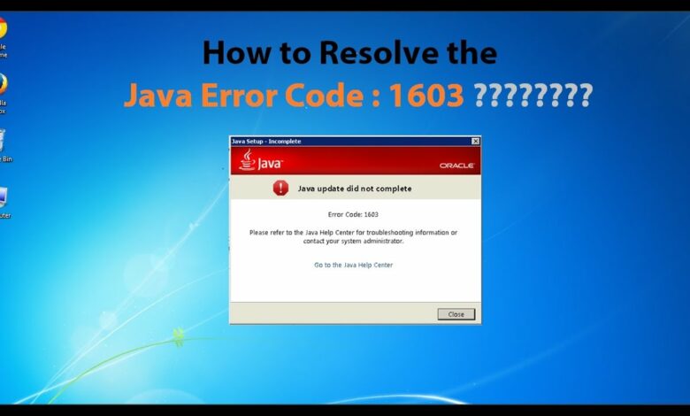 java update error 1603