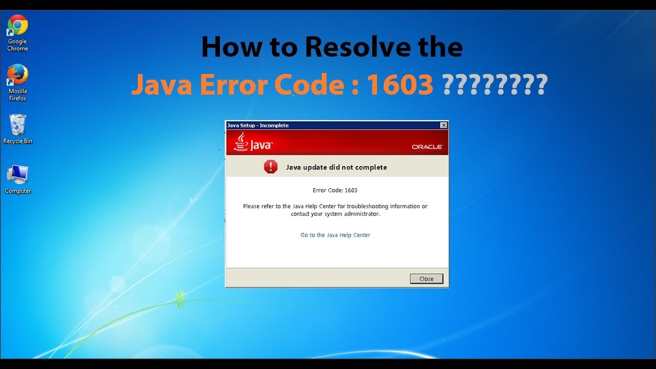 java update error 1603