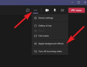 how to blur or add background effects on Microsoft teams