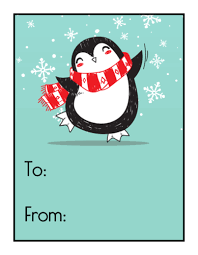 Penguin in the Snow with Presents Gift Tag