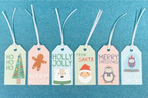 Teal, Beige and White Gift Tags