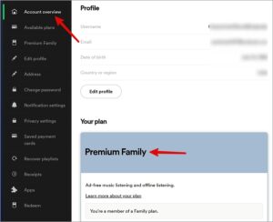 Check your current plan under the Account overview menu