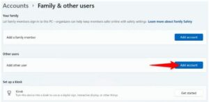 Choose Add account in the Other users section