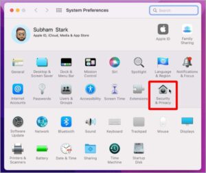 Click on Security & Privacy.