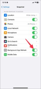 Enable the Background App Refresh toggle.