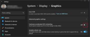 Expand the Advanced graphics settings section