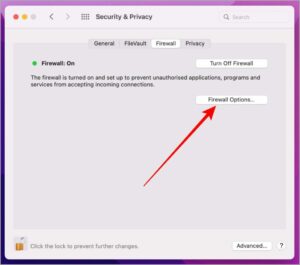 Now click on Firewall Options