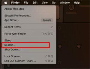  Now click on Restart
