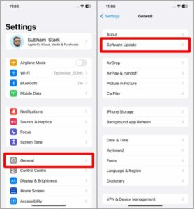 Now tap on Software Update