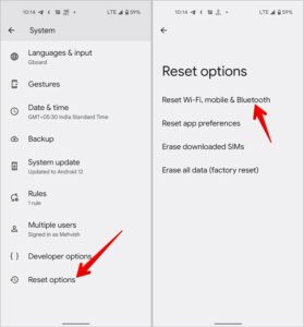 Reset network settings