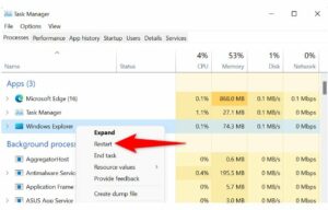 Restart Windows File Explorer 