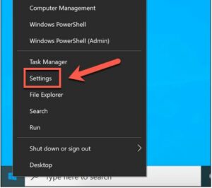 Right-click the Start menu and select the Settings option
