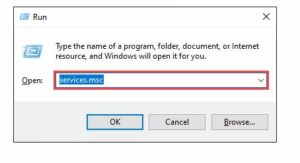  Type services.msc and select OK