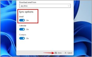 enable the switch next to Email 