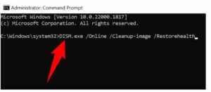 following command on the CMD
