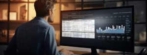 A person working on a computer screen assessing the budget to choose the best proposal software.