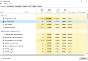 Esc to open the Task Manager