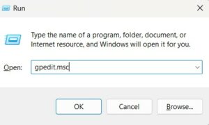 Insert the Command gpedit.msc to open the group policy editor