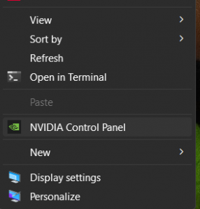 Right-click on your desktop to find NVIDIA Control Panel
