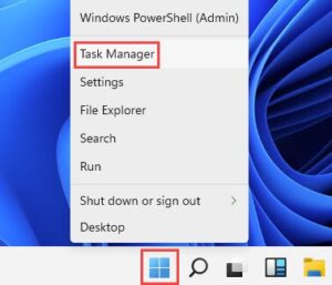 Right-click the Start icon on the taskbar