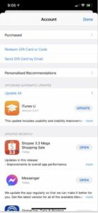 Tap the Update button to start updating the app