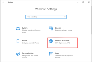 Then, click the Network & Internet part to open it