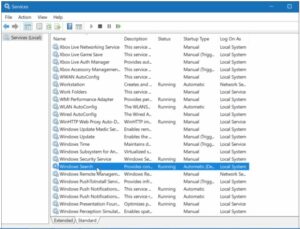 Double-click on Windows Search when the Services console appears