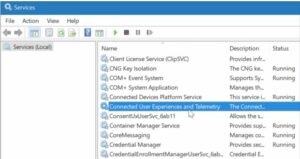 Double-click the Connected User Experiences and Telemetry service when the Services window appears