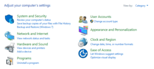 Select the Network and Internet module and click the Network and Sharing Center button