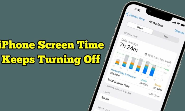 screen time keeps turning off on iPhone
