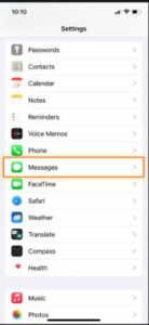 Go to your iPhone’s Settings and tap Messages