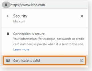 click Certificate is valid