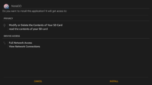 Click on the Install button to accept the permissions Nora GO app asks you