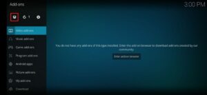 Click the open-box or Package installer icon at the top left corner