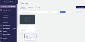 Now you can click on courses under ‘Learning Products